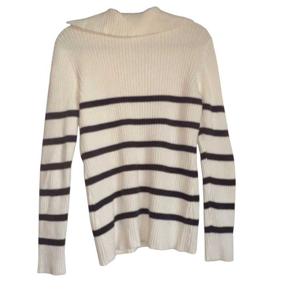 Liz Claiborne Striped Cable Knit Sweater L Coastal Grandmother Nautical Chic - Picture 3 of 12